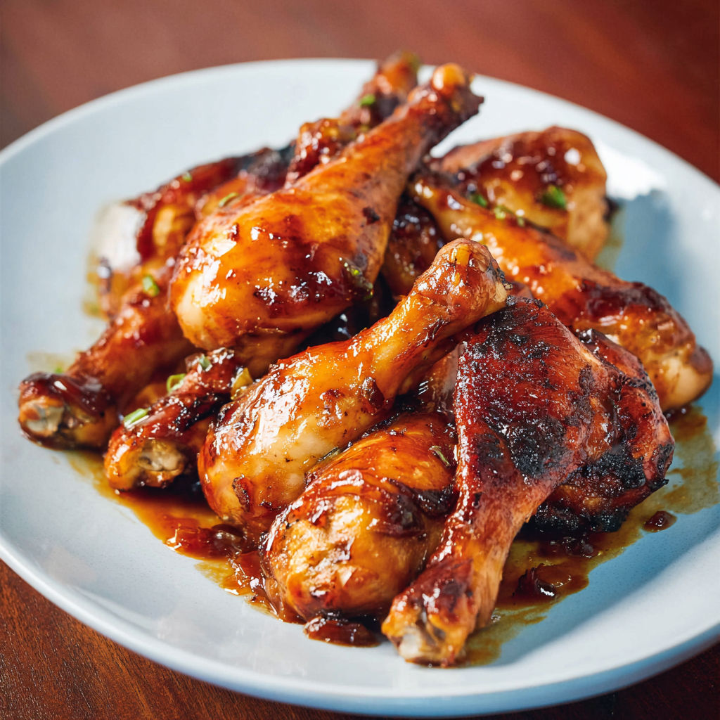 Pilons de poulet grillés façon huli-huli, marinade sucrée-salée à l’ananas et cassonade.
