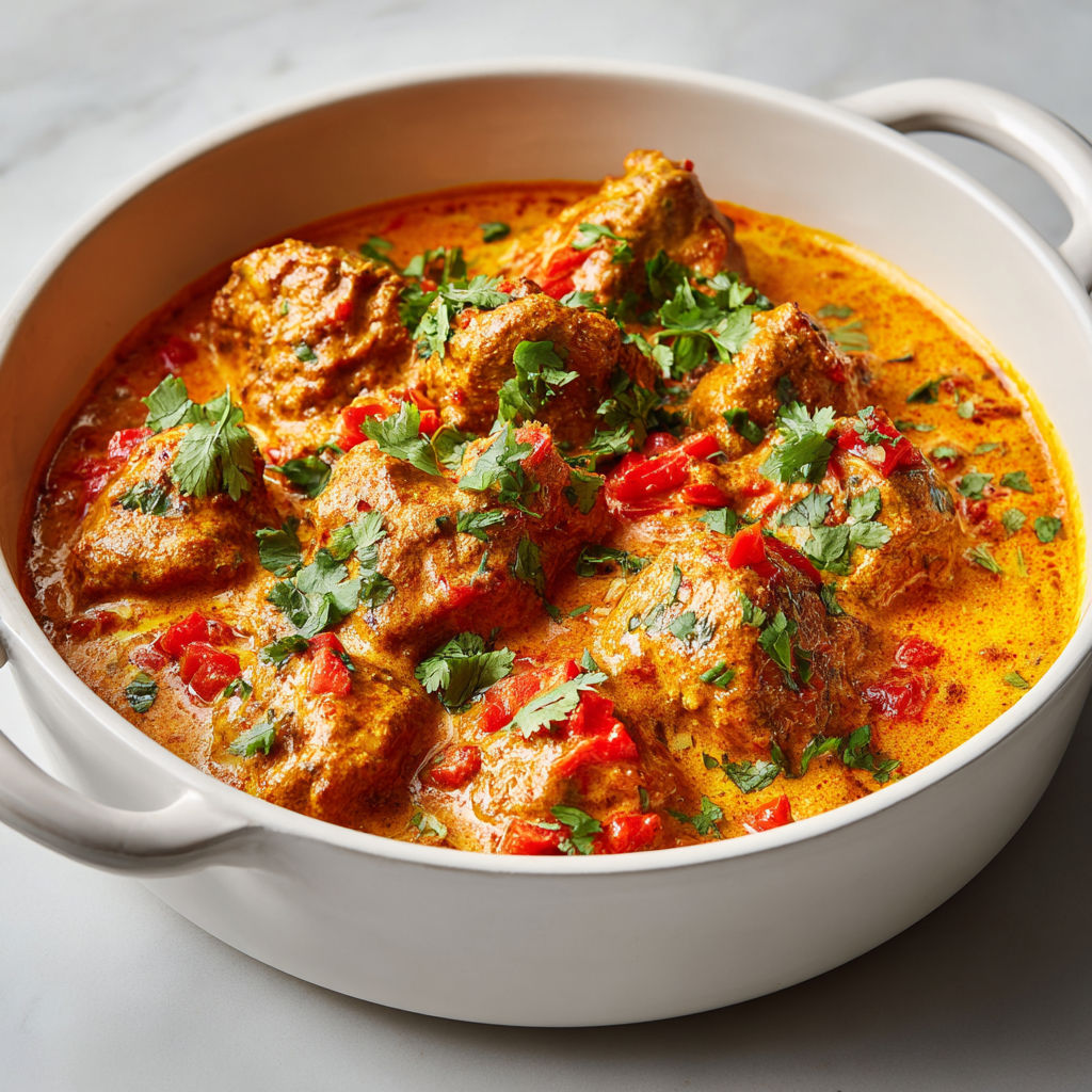Poulet fondant façon butter chicken, mijoté aux épices douces et crème au yogourt grec.