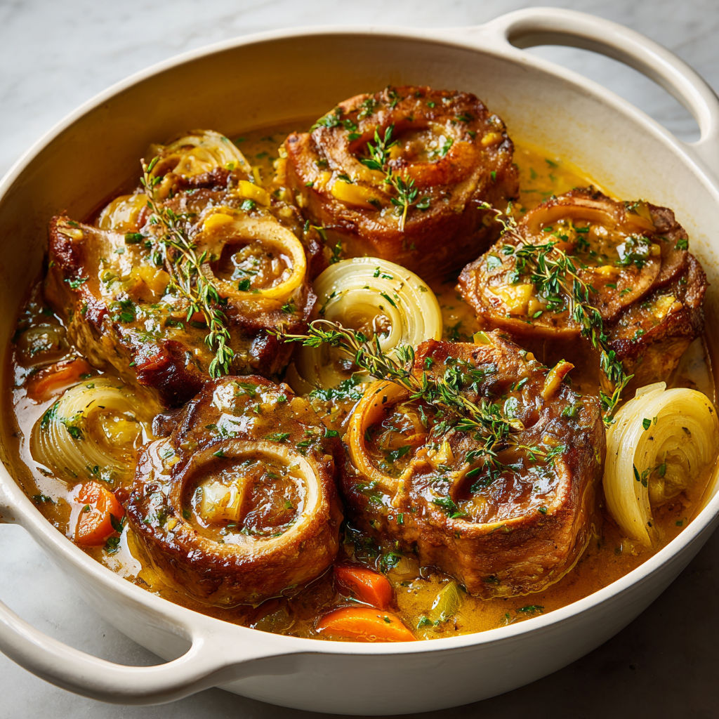Jarrets de porc braisés à la bière blonde, polenta crémeuse.
