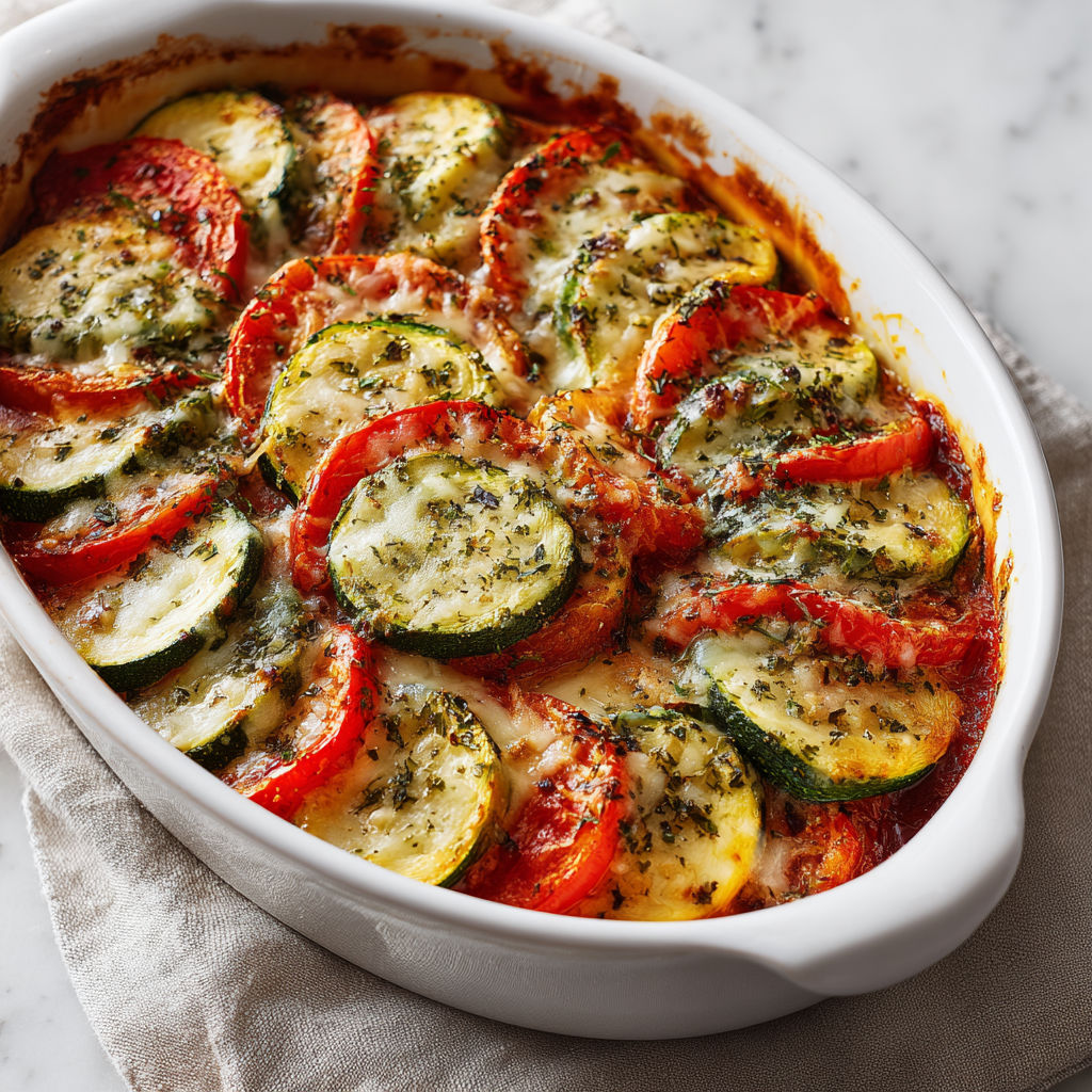 Gratin de courgettes fondantes à la tomate et fromage gratiné