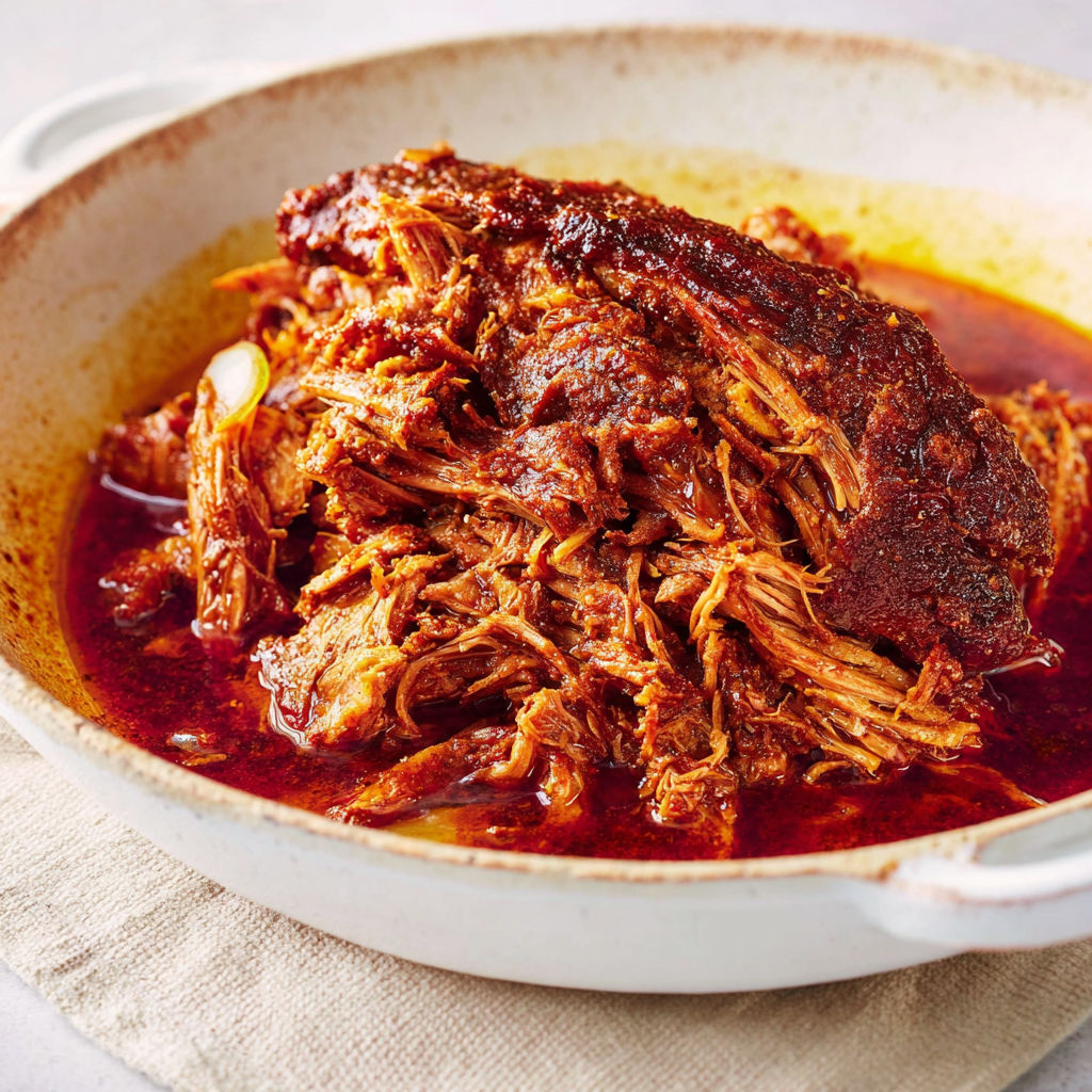Un plat de braisé de porc aux piments chipotle.