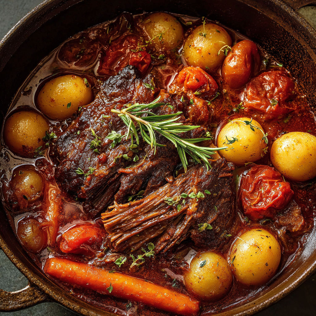 Une recette de boeuf braisé à l'italienne.