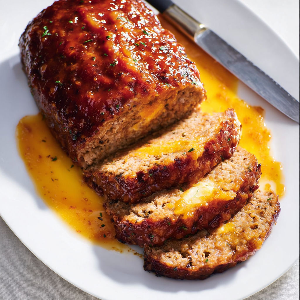 Pain de viande fondant au cheddar et au mélange bœuf-porc.