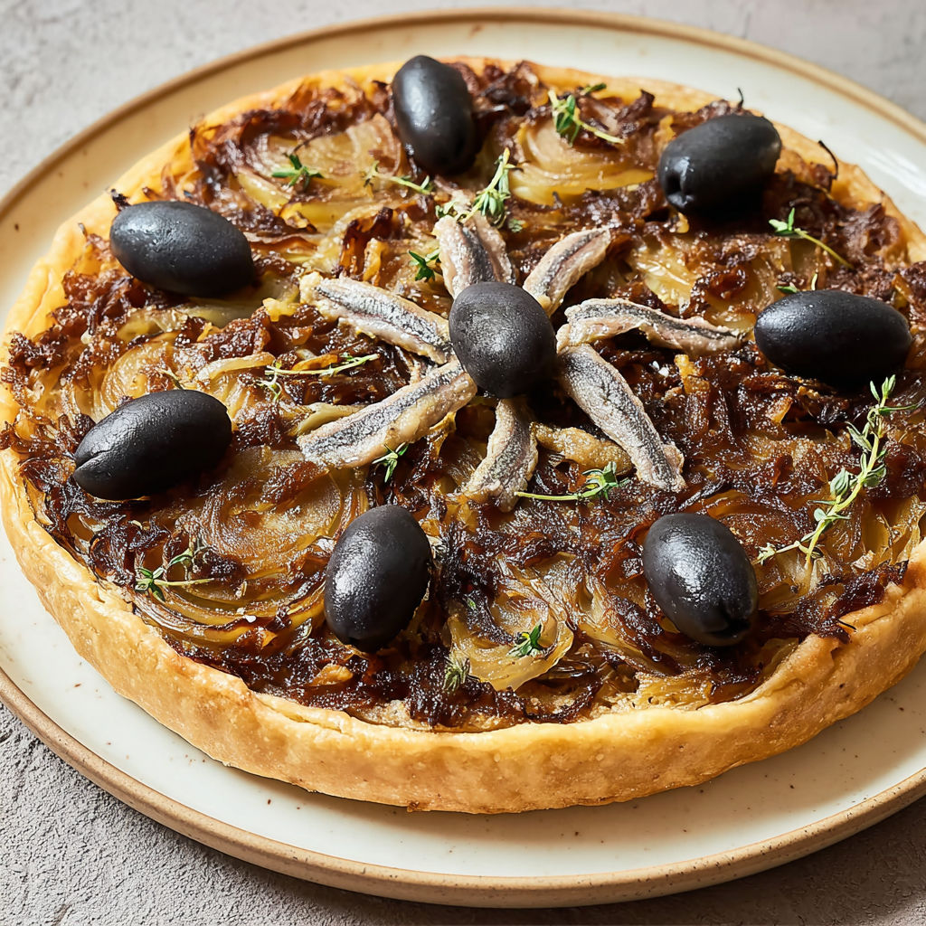 Pissaladière maison aux aubergines confites et oignons caramélisés, recette provençale gourmande sur pâte levée.