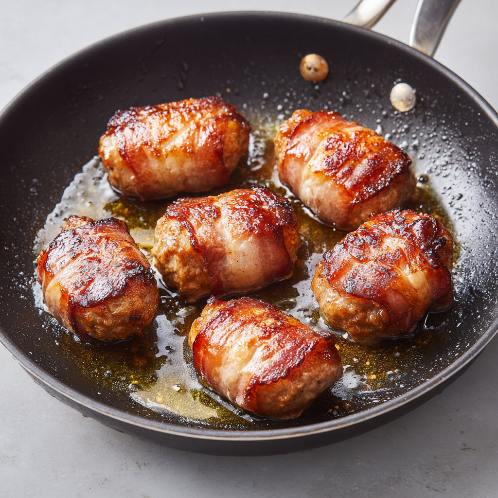 Crépinette de porc dorée à la poêle au beurre fondant et cuisson moelleuse.