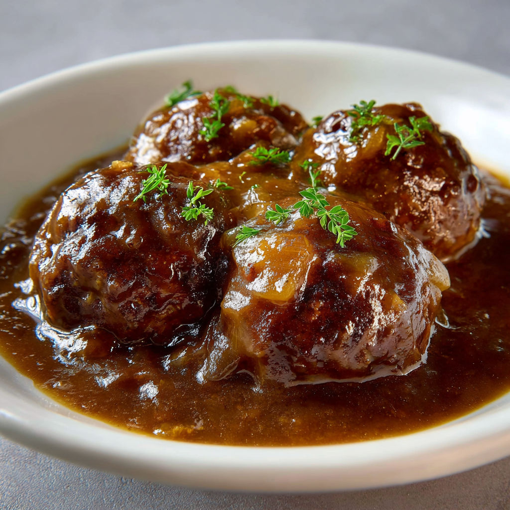 Boulettes porc-bœuf tendres à la sauce sucrée-salée façon lapin traditionnelle.