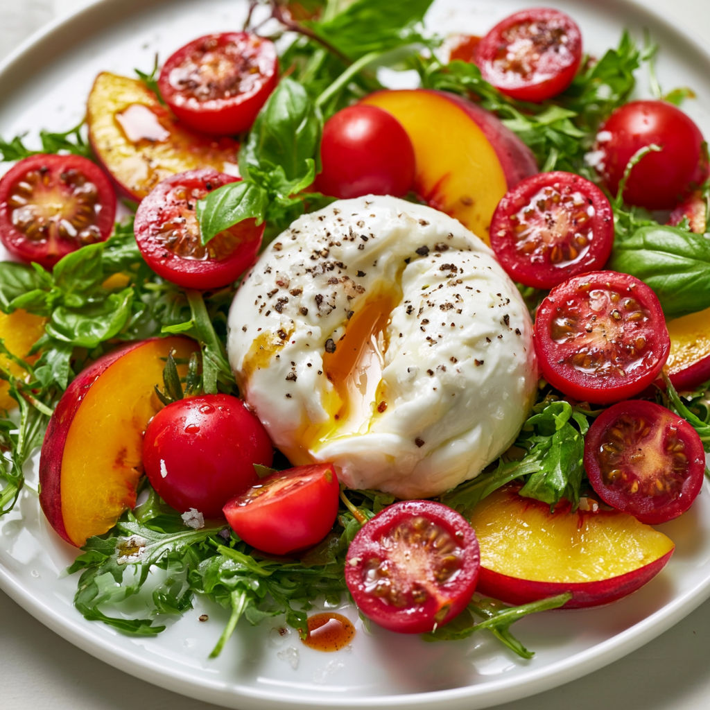 Salade Méditerranéenne Douceur Pêche & Burrata.