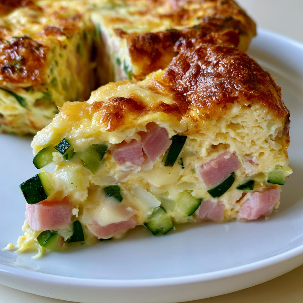 Clafoutis Salé aux Courgettes et Jambon Gratiné.