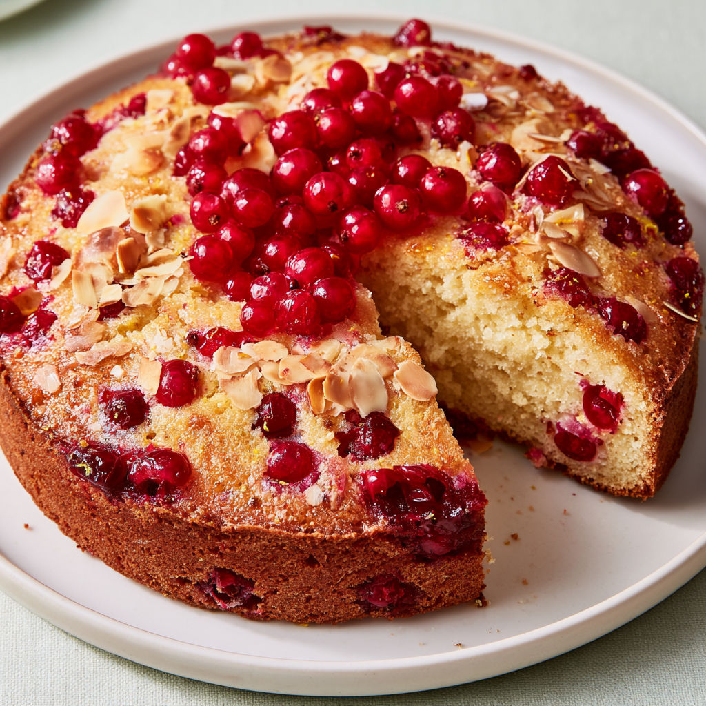 Gâteau Moelleux aux Groseilles et Amande Sans Beurre, Léger et Fruitée Explosion.