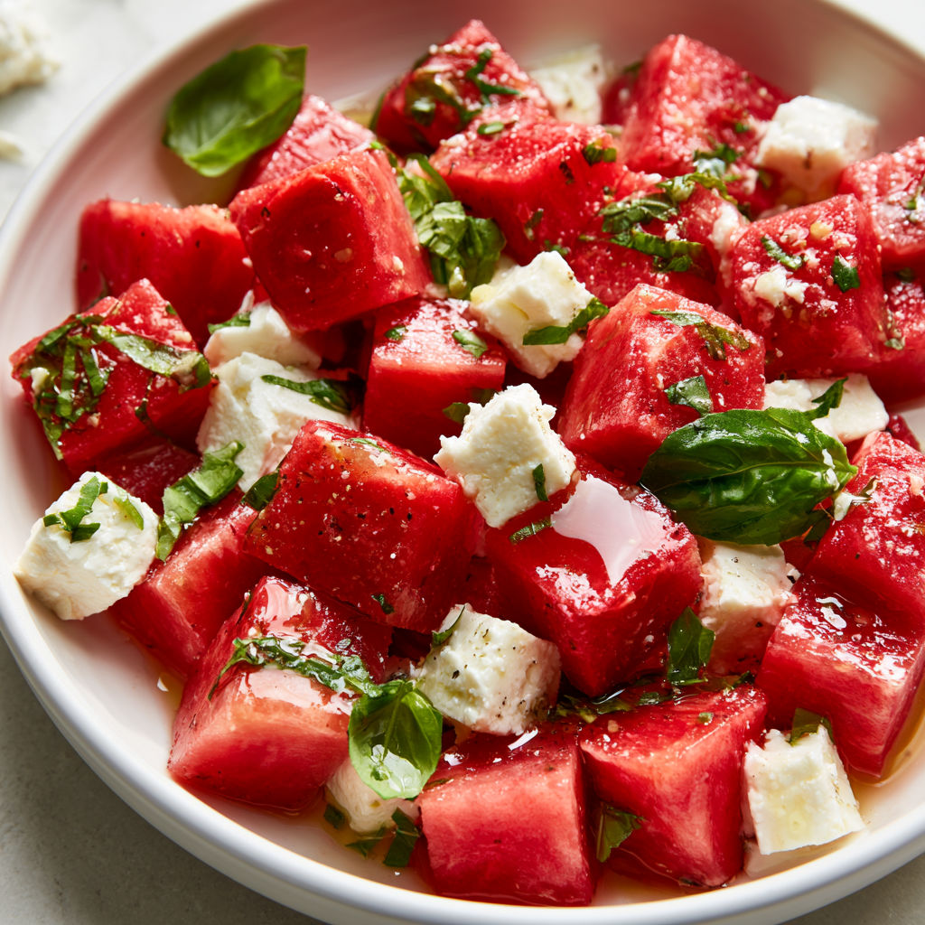 Une salade Duo Sucré-Salé Pastèque
