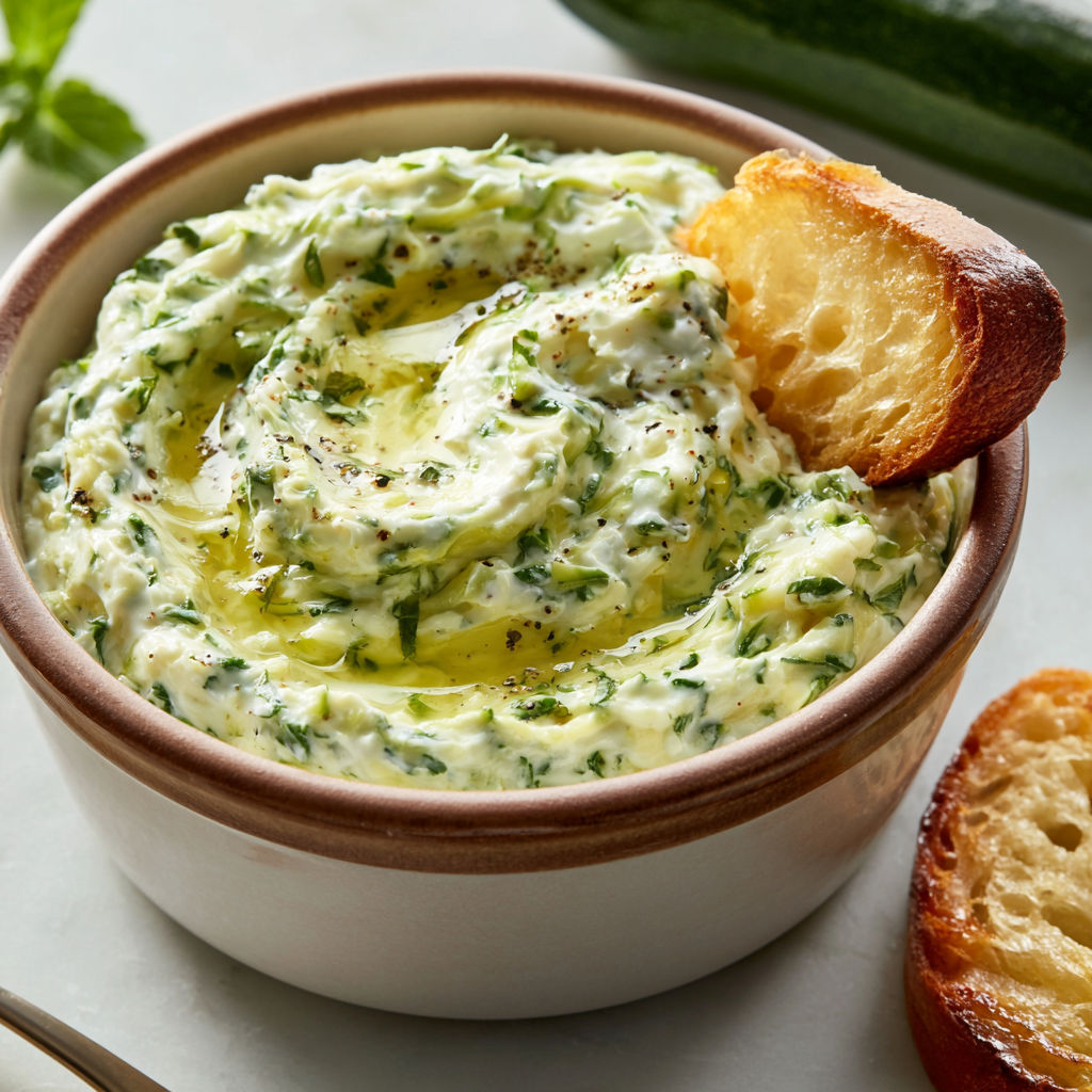 Dip Léger de Courgette et Fromage de Chèvre au Citron et Ail Doux.