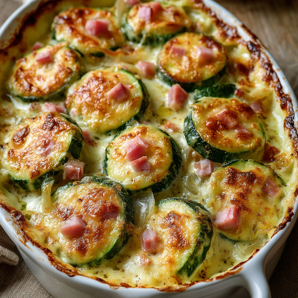 Gratin de Courgettes Fondantes au Jambon et Comté Doré.