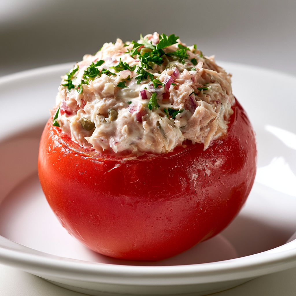 Entrée Fraîche de Tomates Farcies au Thon et Mayonnaise Maison.