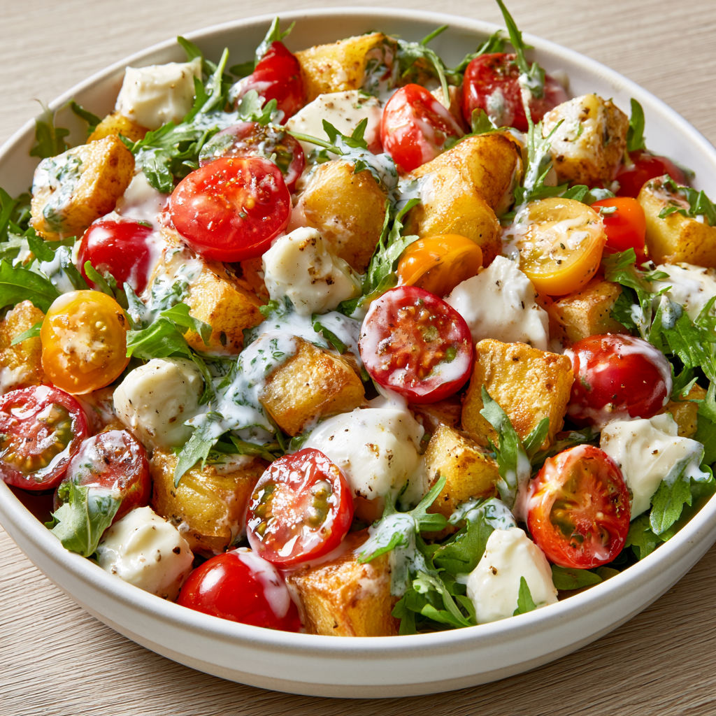 Une salade fraîcheur aux tomates cerises et mozzarella,.
