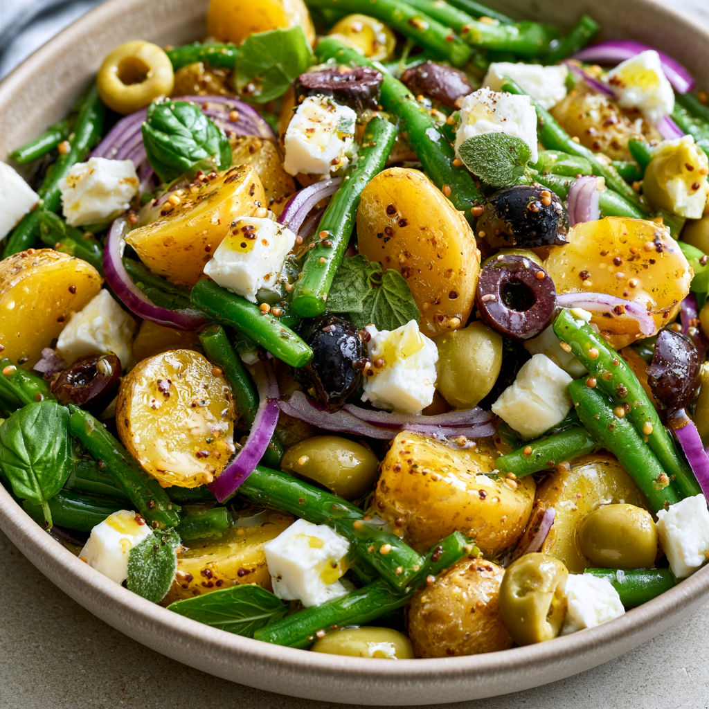 Salade Méditerranéenne aux Pommes de Terre, Haricots Verts et Feta.