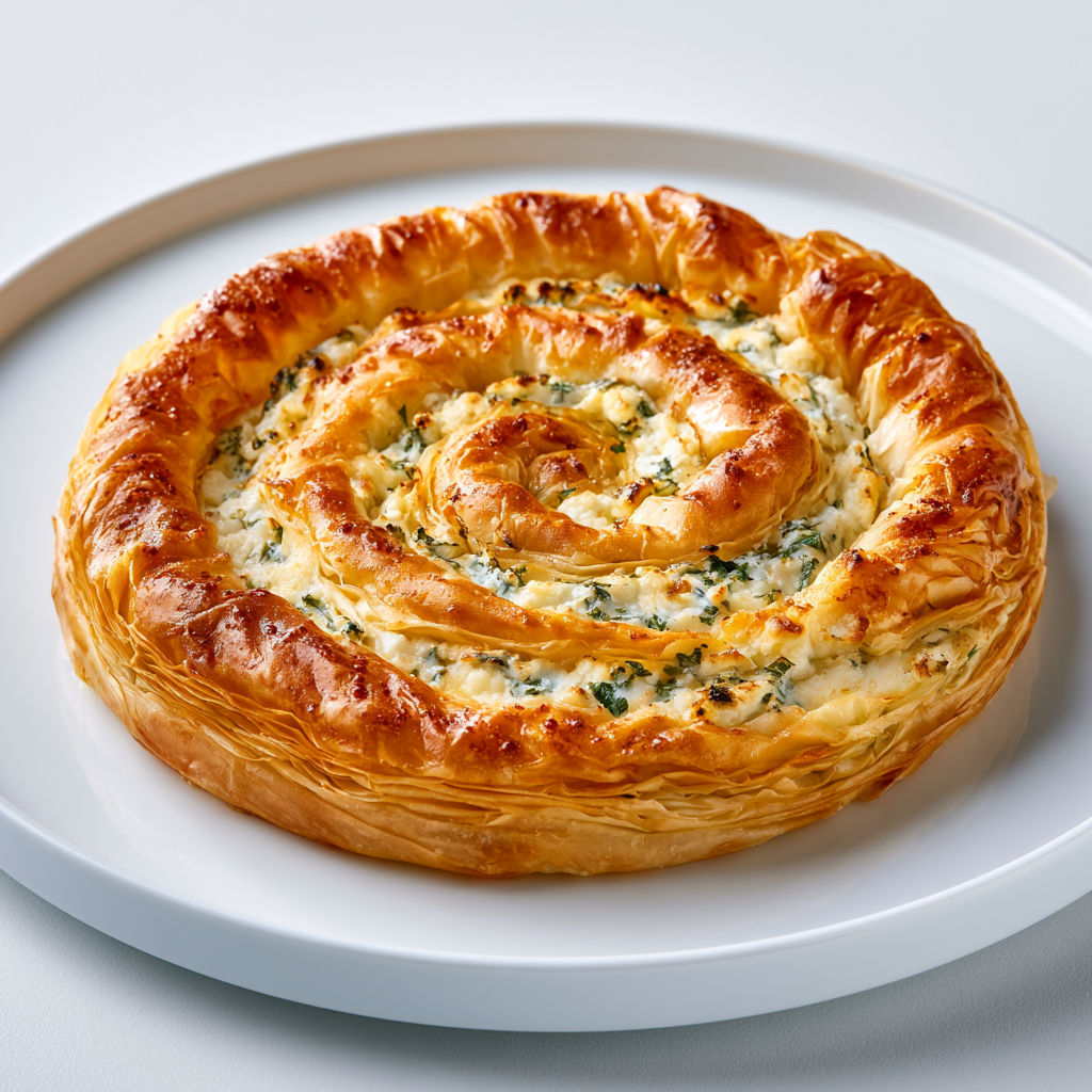 Tourte Feuilletée des Balkans à la Feta et au Persil.