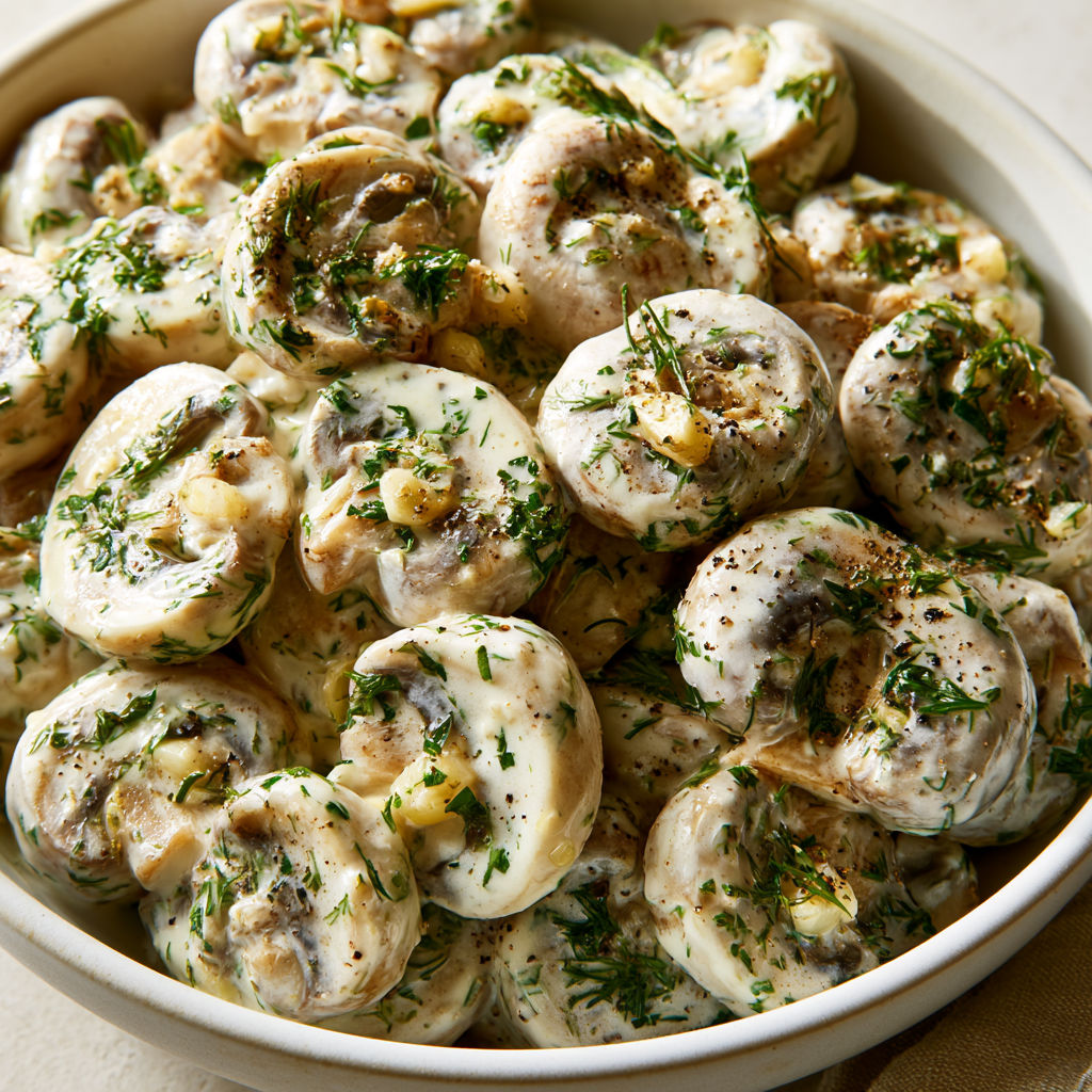 Salade de Champignons Frais aux Herbes Aromatiques.