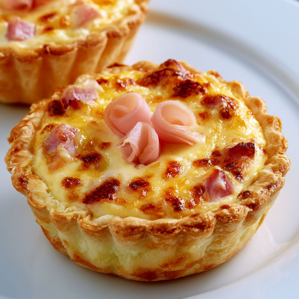 Un mini cake salé avec du jambon et du fromage.