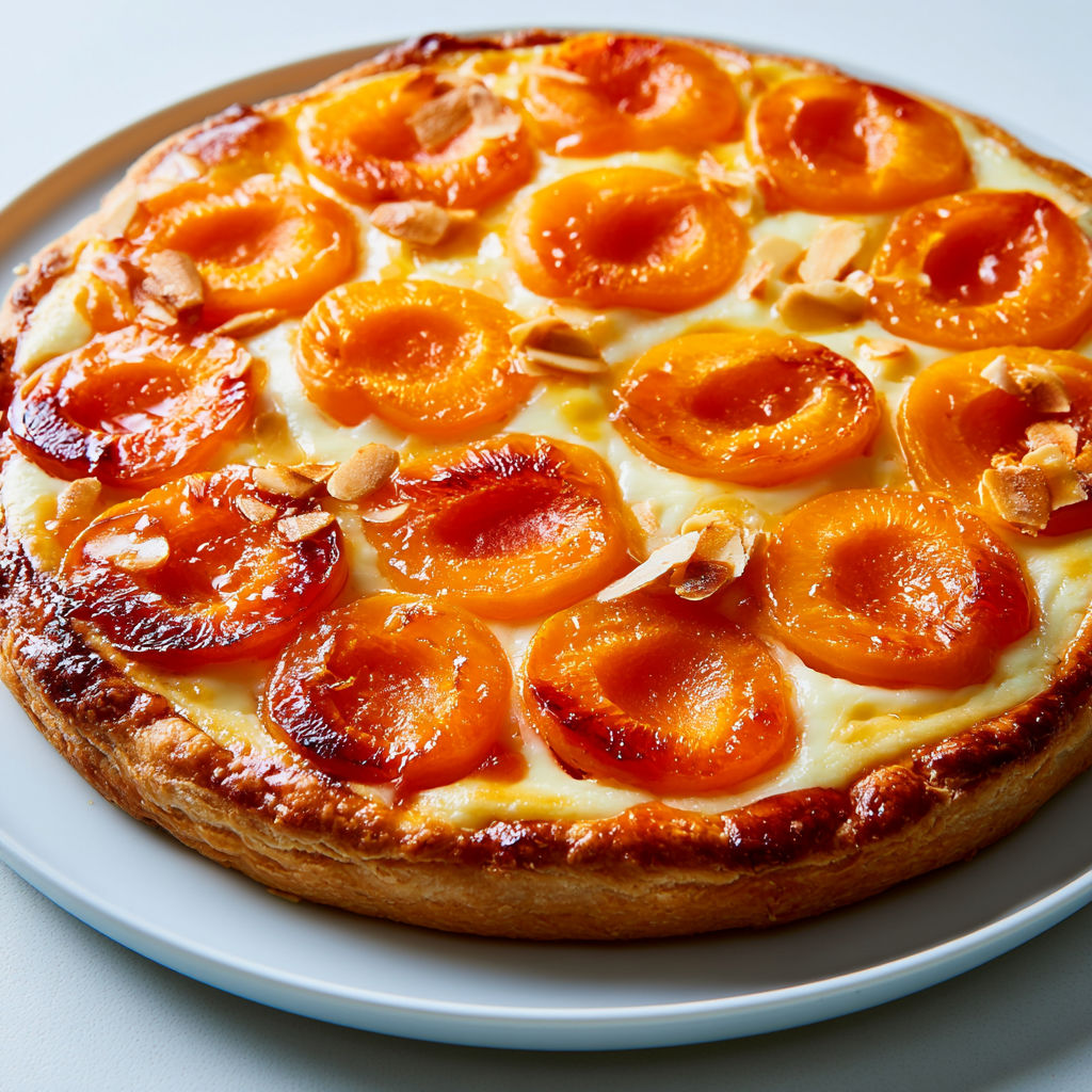 Tarte Gourmande aux Abricots, Crème Pâtissière Vanillée et Pâte Sablée.