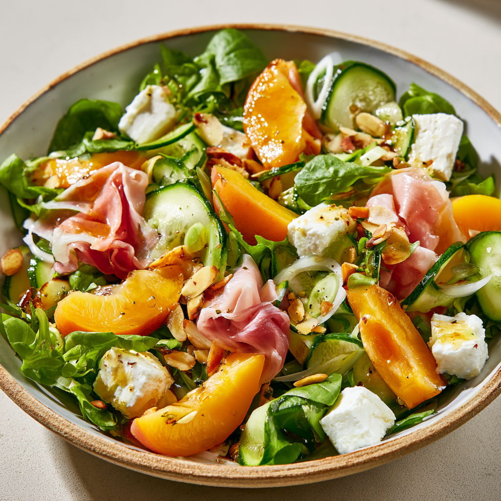 Salade d'Abricots, Feta & Jambon Cru.