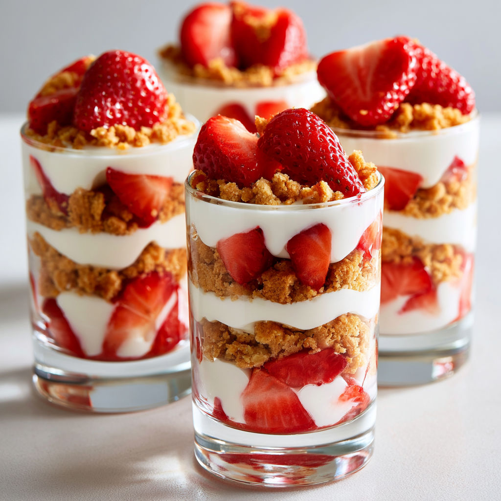 Dessert Express aux Fraises, Yaourt et Biscuits Sablés.