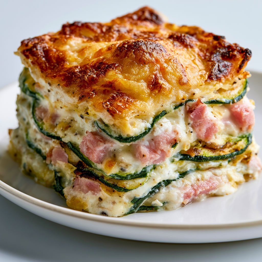 Lasagnes de Courgettes au Jambon Gratinées.