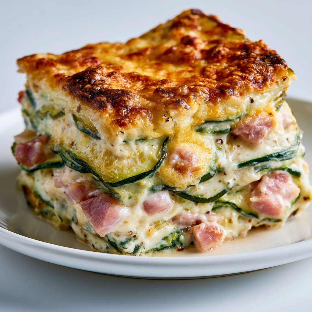 Gratin de Courgettes Façon Lasagnes au Jambon.