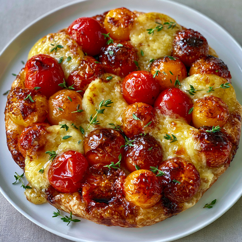 Tarte Tatin aux Tomates Cerises et Fromage Fondant.