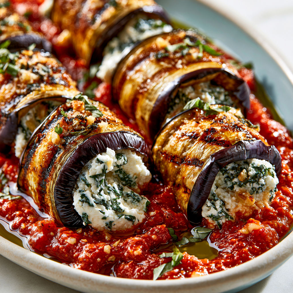 Aubergines Farcies à la Ricotta et au Parmesan, Gratinées au Four.
