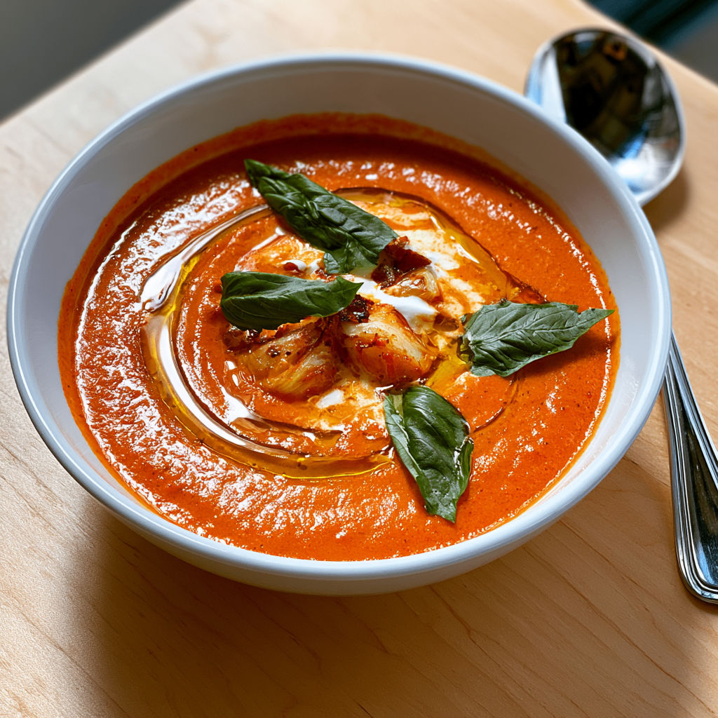 Cette crème de tomates rôties à l’ail confit est un concentré de saveurs méditerranéennes.