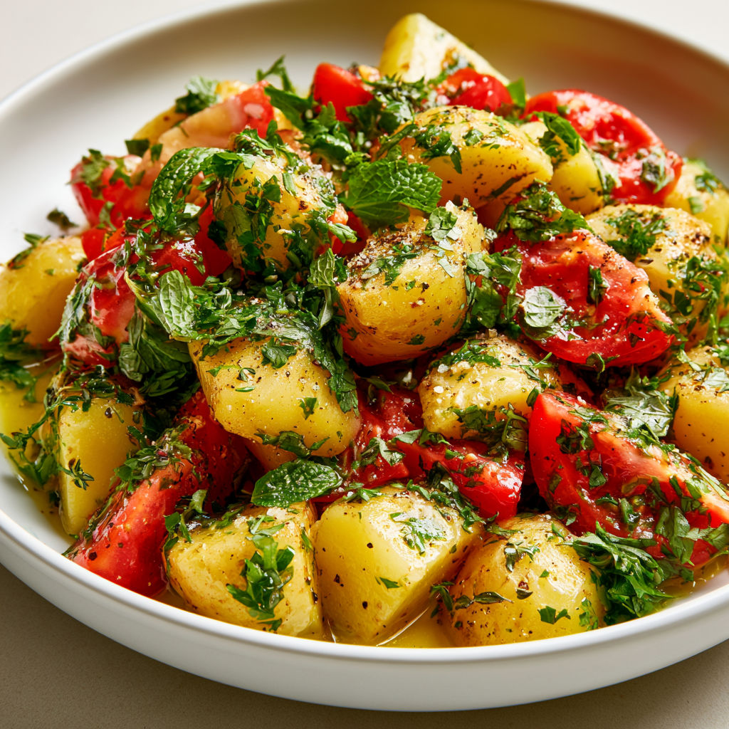 Salade de pommes de terre fraîches aux herbes aromatiques et citron.