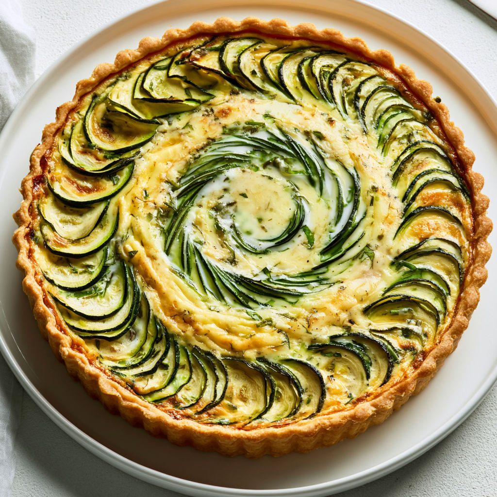 La plus belle tarte aux courgettes de l'été : chèvre frais, parmesan et basilic.