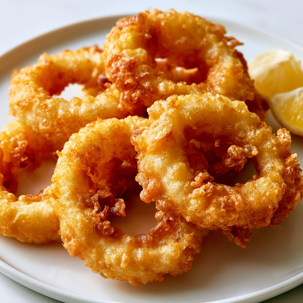 Beignets de calamars maison à la pâte légère et croustillante.