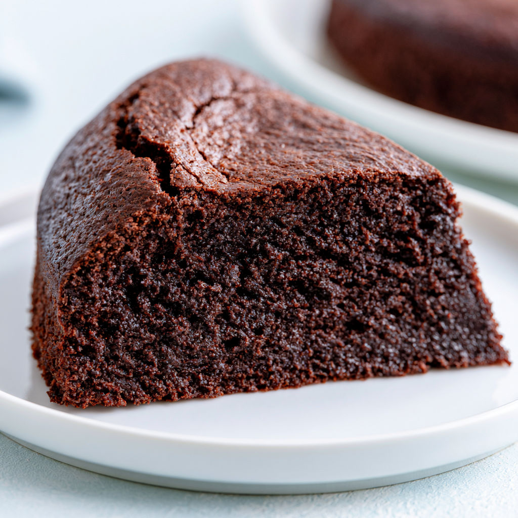 Une portion de Gâteau au chocolat moelleux sans œufs.
