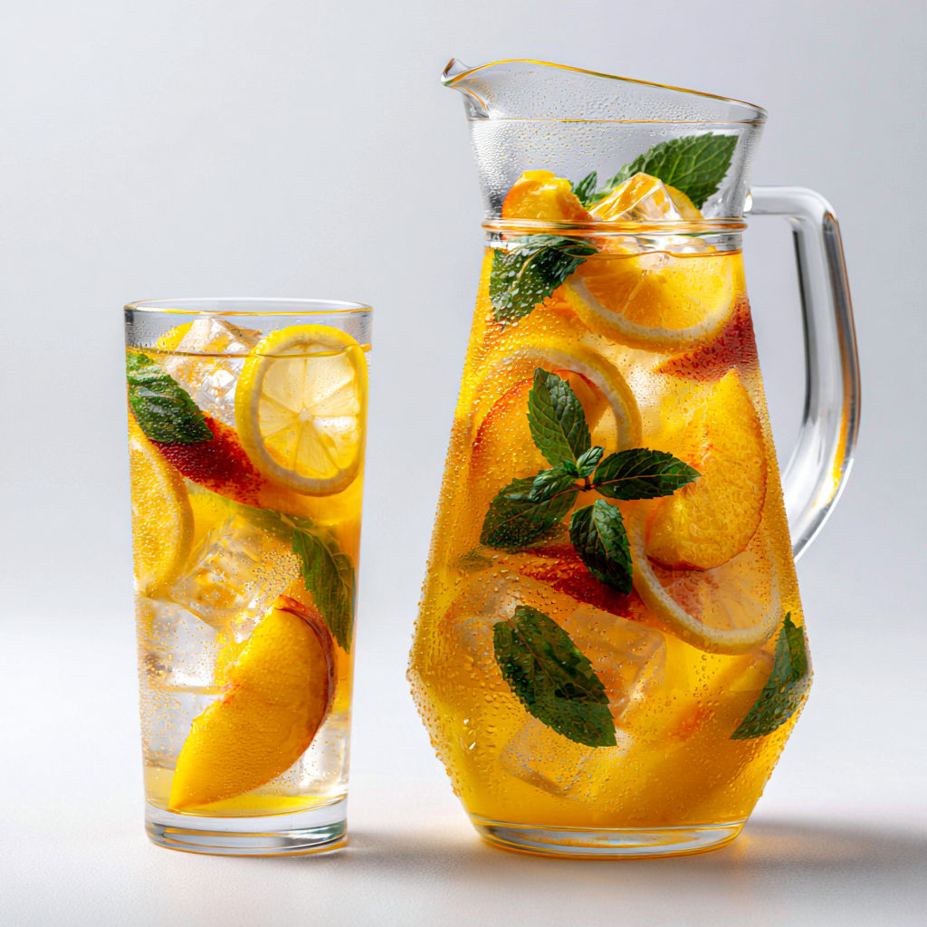Limonade à la pêche maison ultra rafraîchissante pour les journées d'été.