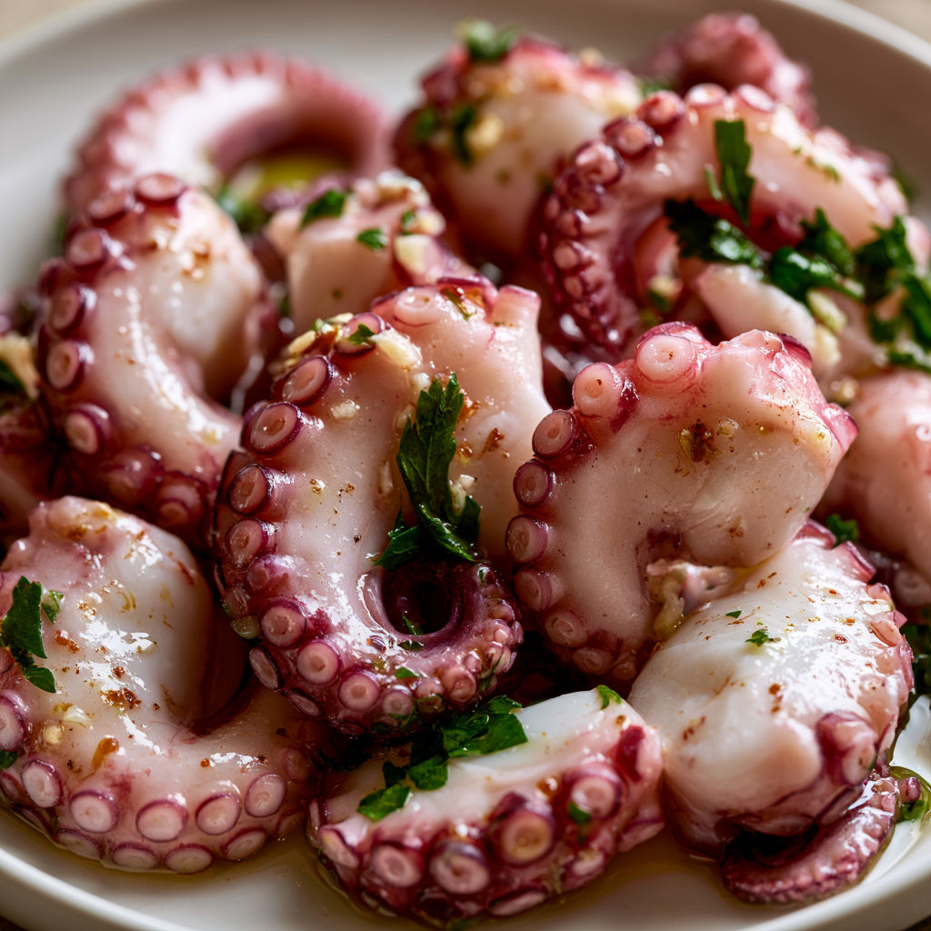 Salade de poulpe méditerranéenne légère et savoureuse pour les journées d'été.