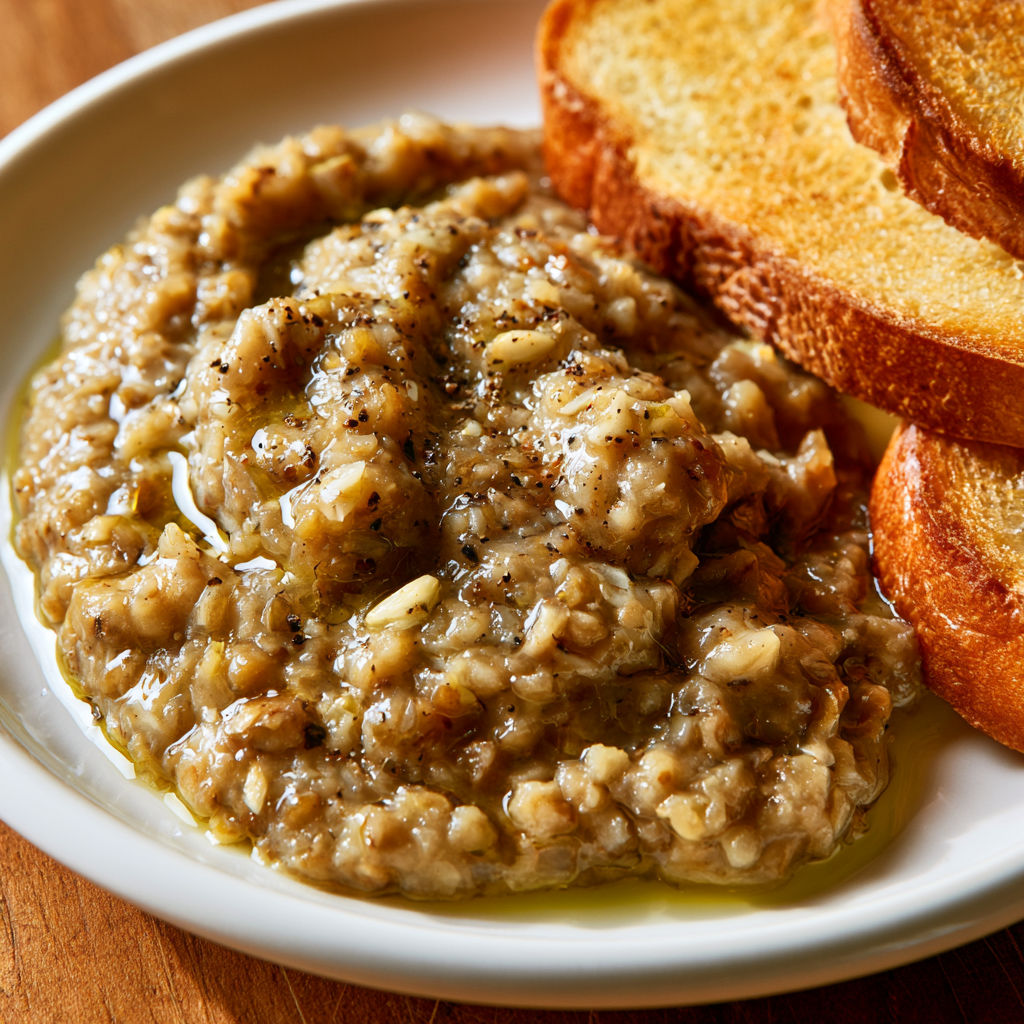 Caviar d'aubergines crémeux et parfumé pour un apéritif frais et gourmand.