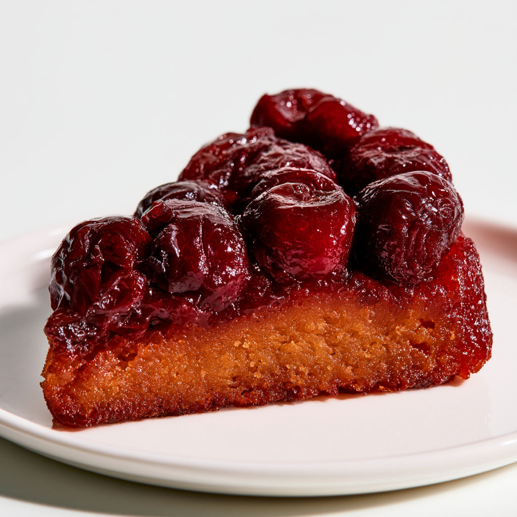 Une tarte aux cerises sur un plateau blanc.