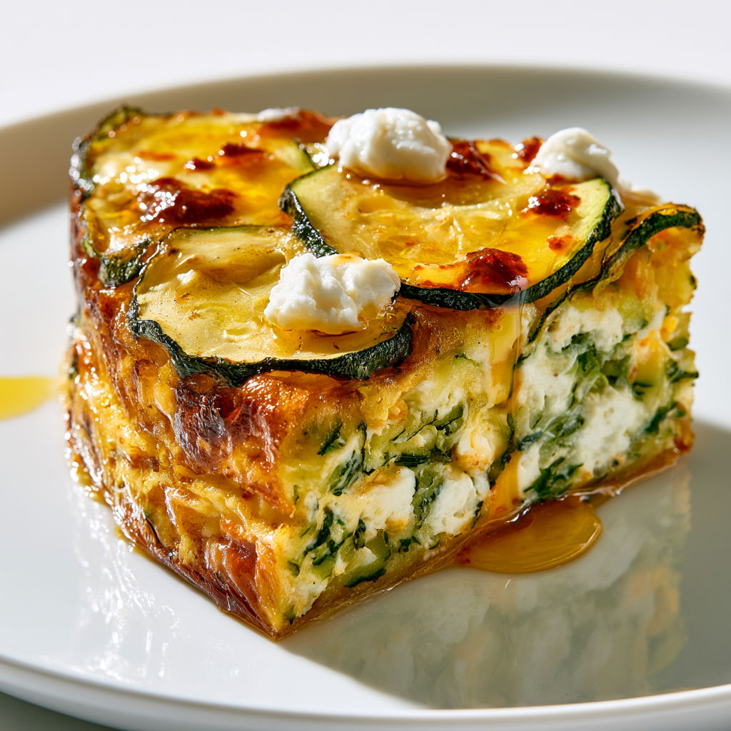 Une délicieuse scarpaccia de courgettes façon tatin, servie sur un plateau.