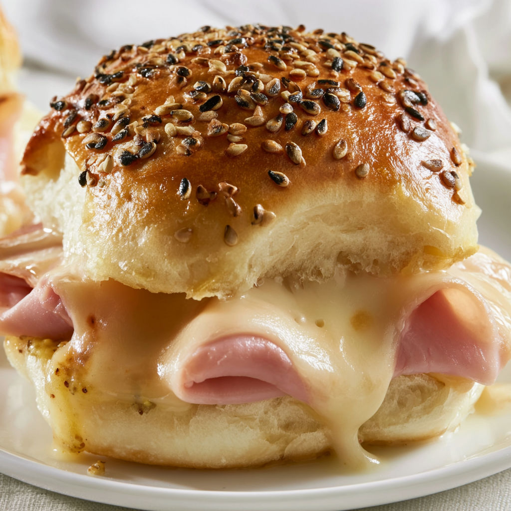 Petits pains gratinés au jambon et fromage fondant pour un repas convivial.