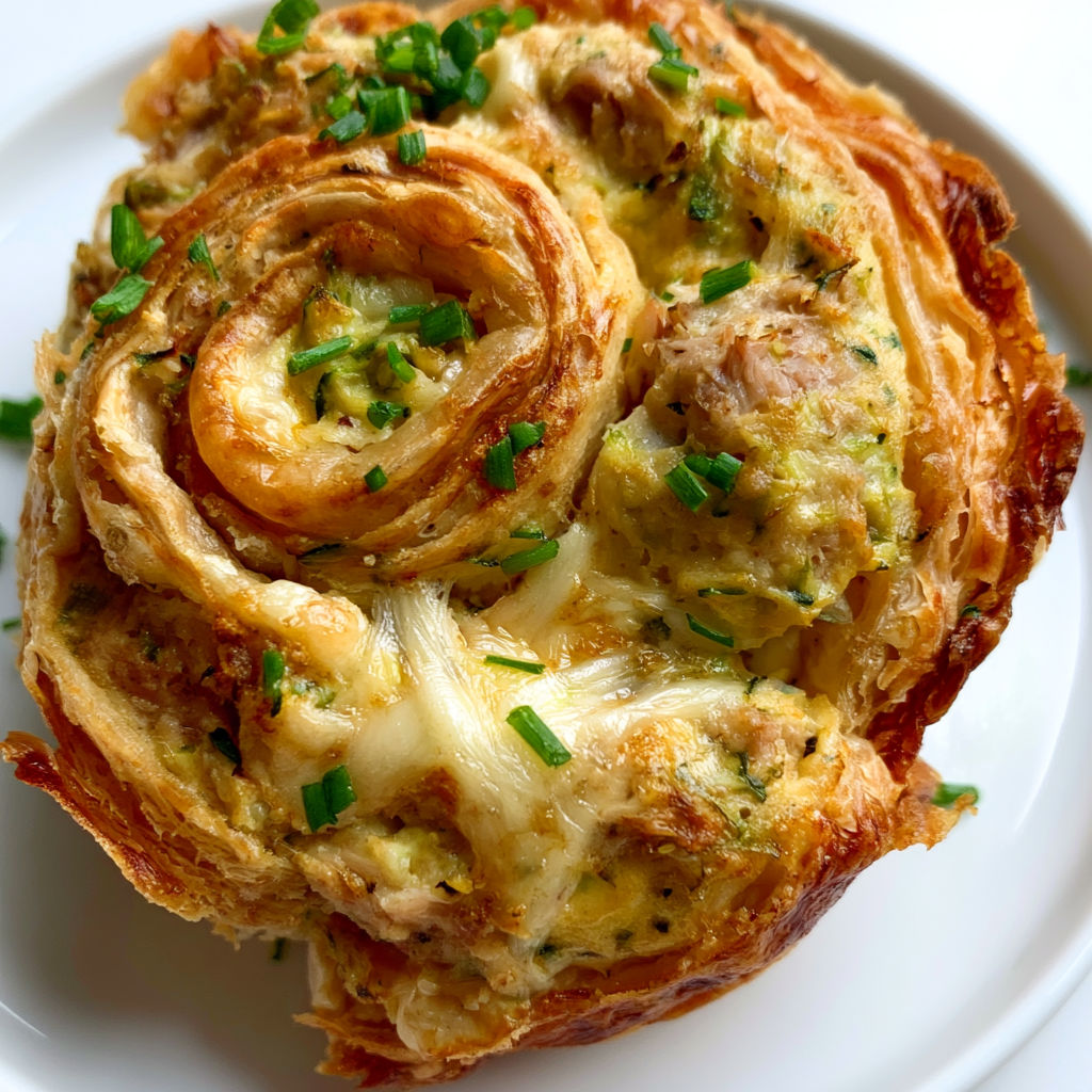 Délicieuses mini-quiches croustillantes au thon, courgette et fromage de chèvre.