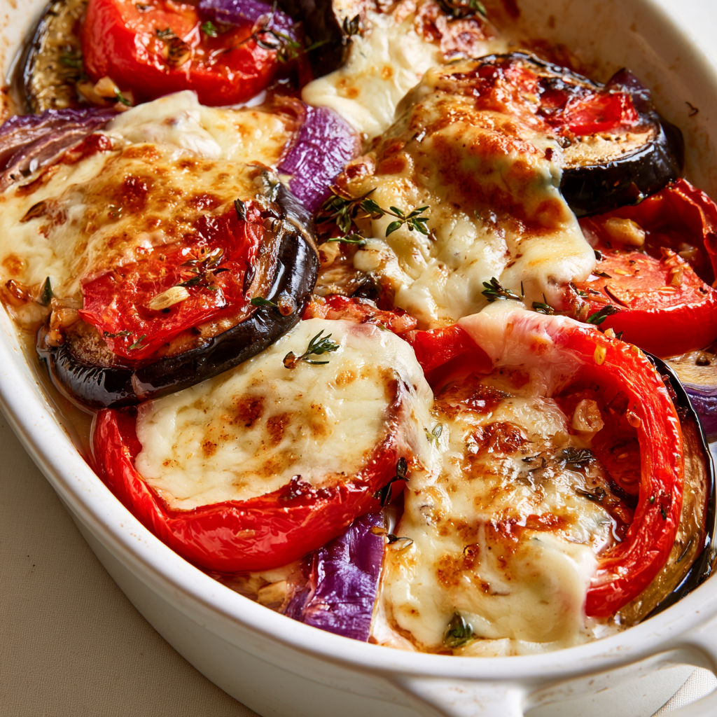 Une casserole de légumes estivaux avec du Reblochon.