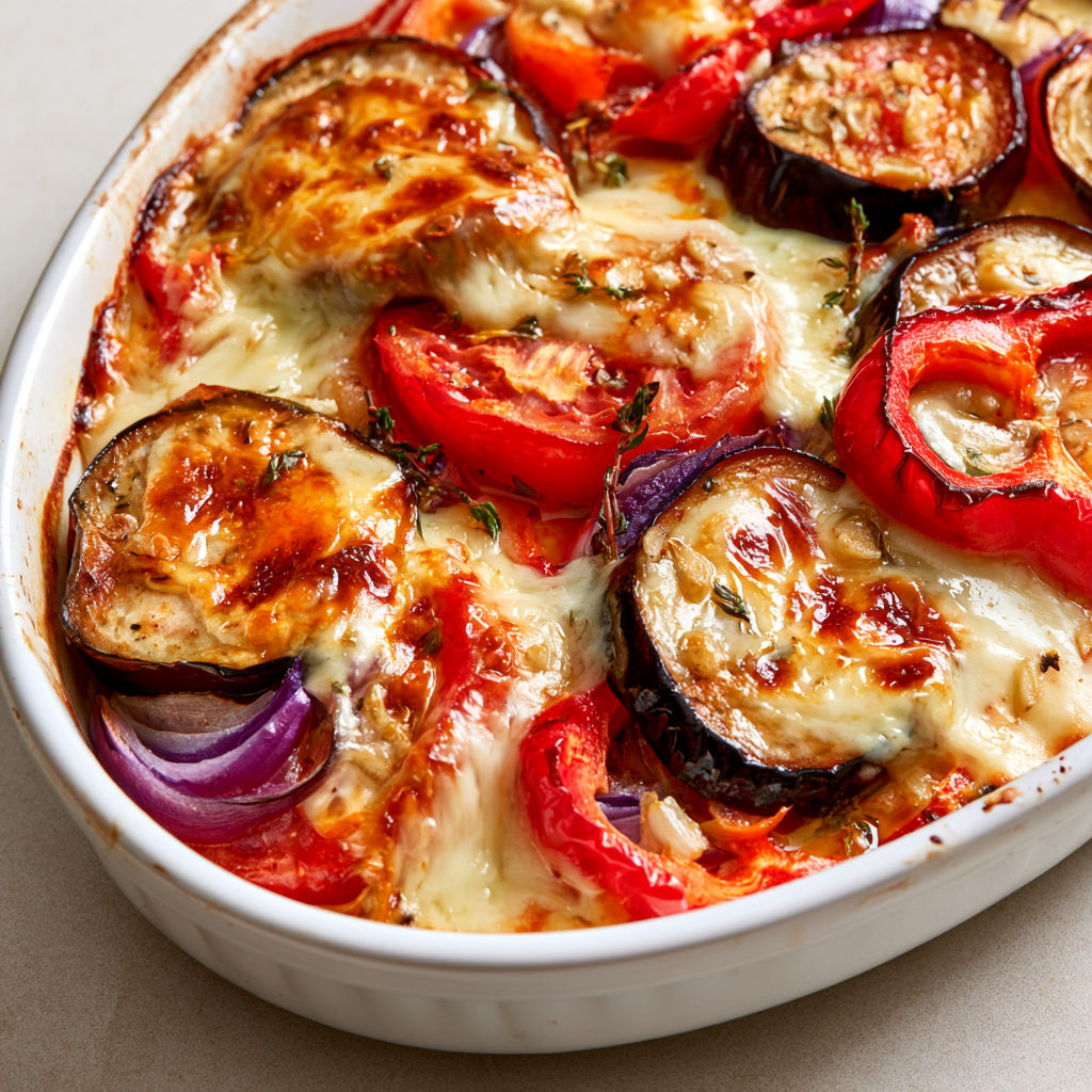 Délicieux gratin de légumes estivaux au Reblochon avec des saveurs réconfortantes.