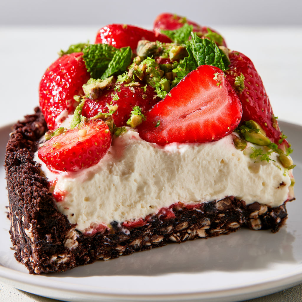 Tarte aux fraises sans cuisson avec une crème légère et une base ultra gourmande.