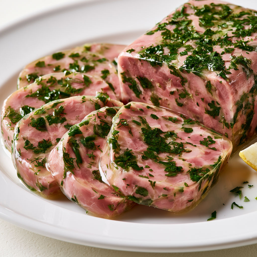 Cette terrine froide de jambonneau aux herbes se prépare la veille et régale toute la famille.