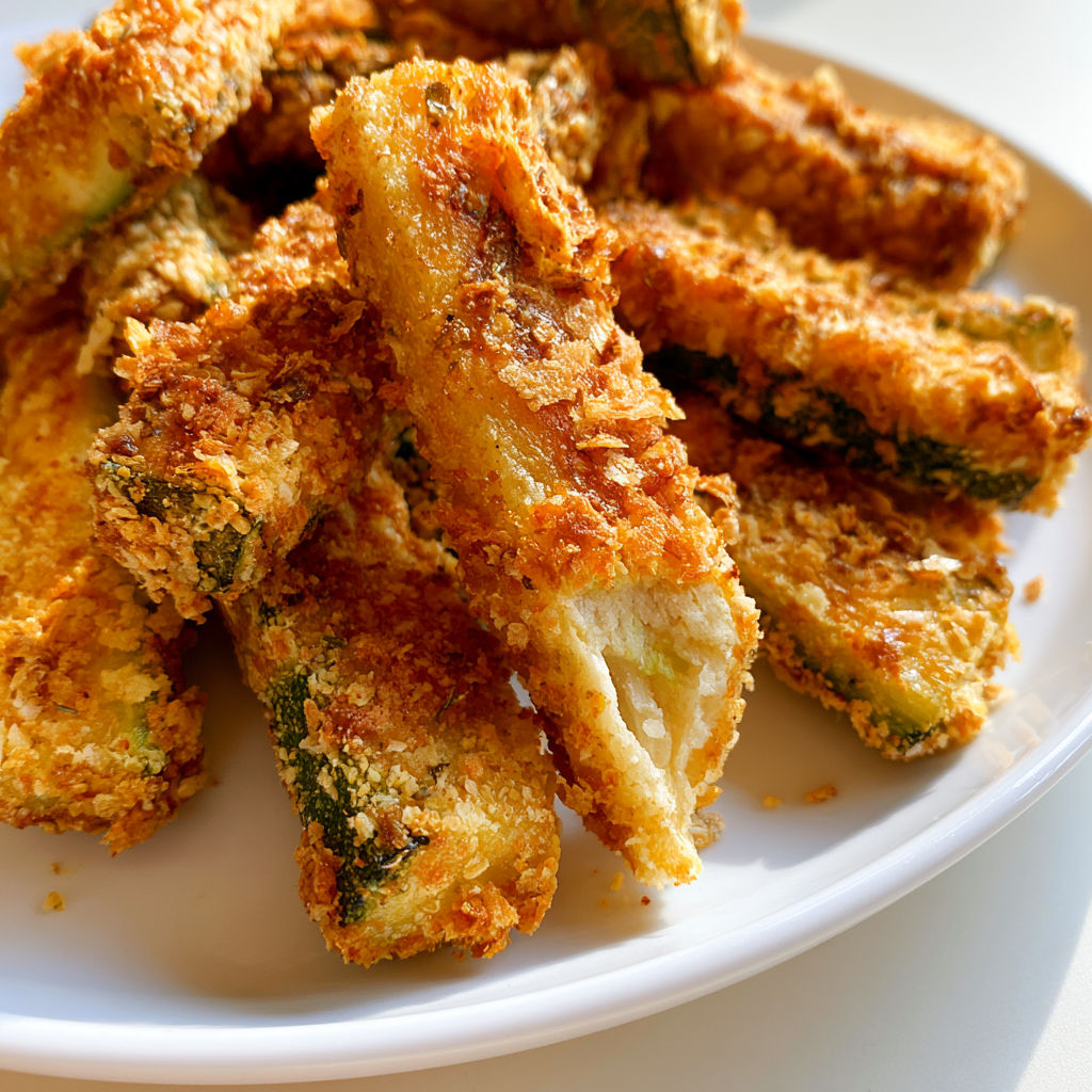 Les bâtonnets de courgettes panés les plus croustillants sans gluten et 100 % vegan.