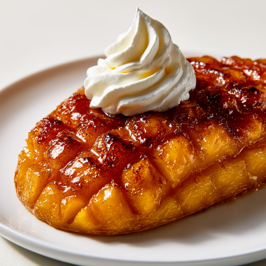 Mangue brûlée au sucre caramélisé prête en 5 minutes.