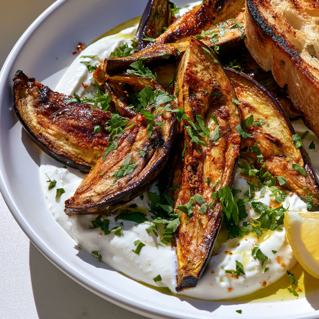 Ces aubergines grillées à la turque sur un lit de yaourt à l’ail sont absolument irrésistibles.