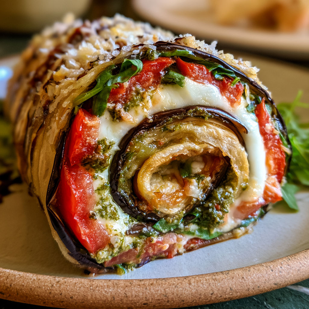 Rouleaux d’aubergines à l’italienne fondants et gourmands.