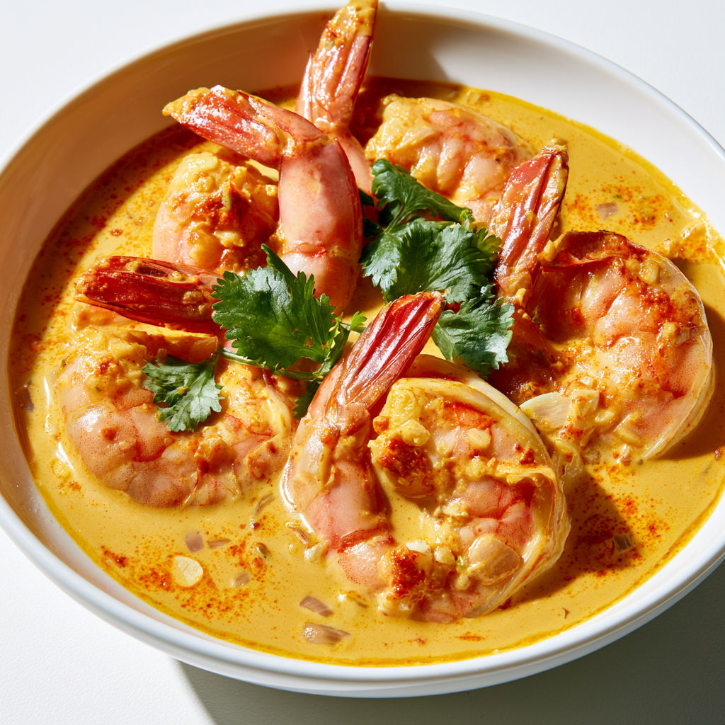 Crevettes au curry rouge et coco à l’Airfryer.